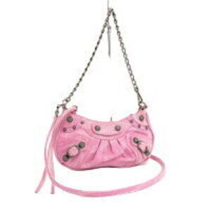 BALENCIAGA Le Cagole Shoulder Bag Denim Canvas Pink